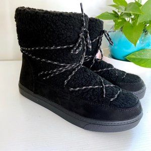 Old Navy | Faux Fur Suede Lined Sherpa Boots Blackjack Black Winter New Size 7
